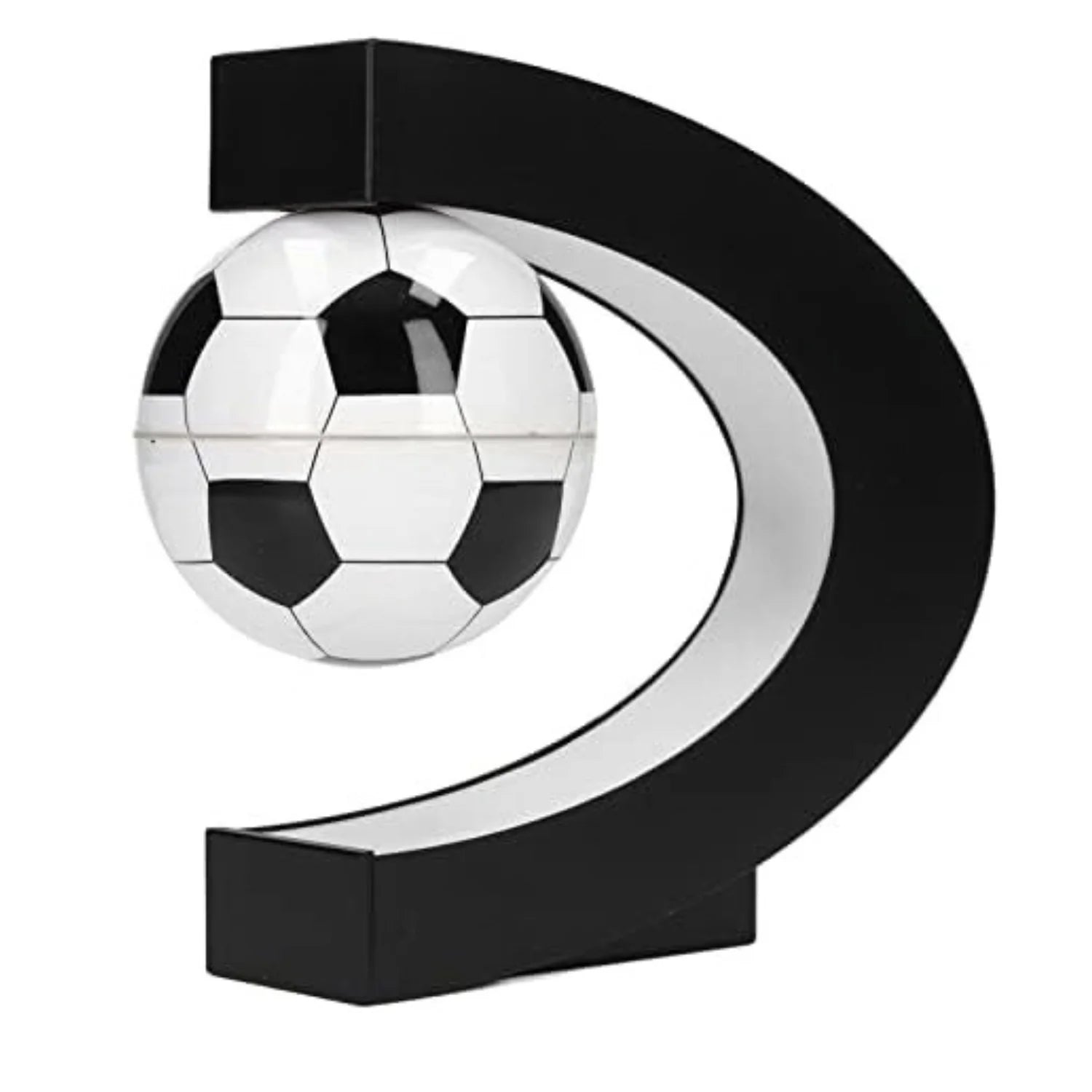 Magnetic Levitation Soccer Ball, Levitating Ball with C Shaped Shelf, Levitating Display Soccer with LED Lights for Men'S Gift, Cool Decor (US Plug)
