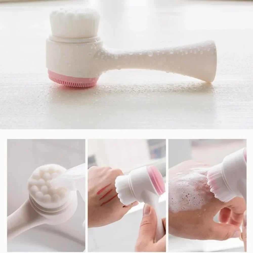 3D Silicone Facial Cleansing Brush – Double-Sided Face Scrubber