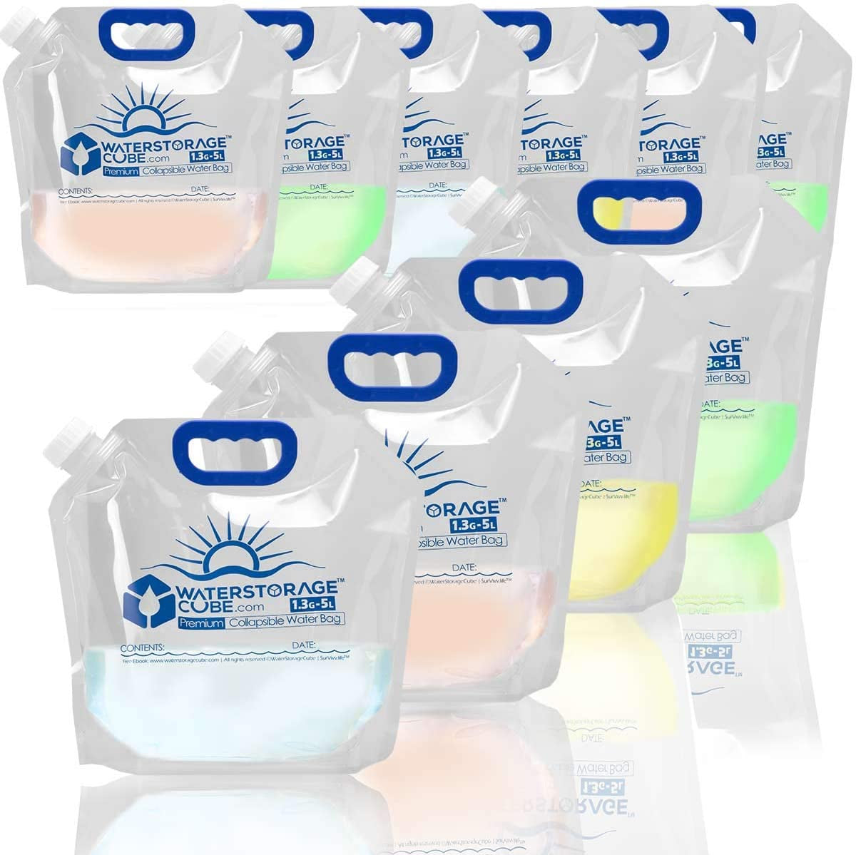 Premium Collapsible Water Container Bags 1.3 Gal (4-Pack)