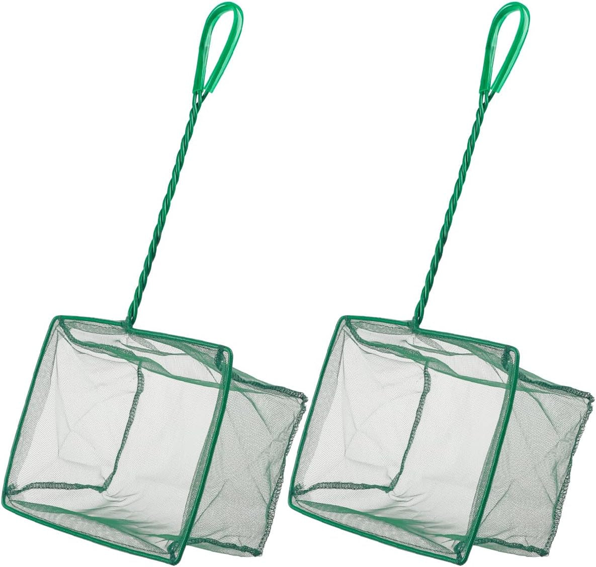 Aquarium Fish Net with Braided Metal Handle Square Net with Soft Fine Mesh Sludge Food Residue Wastes Skimming Cleaning Net for Fish Tanks Small Koi Ponds and Pools