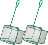 Aquarium Fish Net with Braided Metal Handle Square Net with Soft Fine Mesh Sludge Food Residue Wastes Skimming Cleaning Net for Fish Tanks Small Koi Ponds and Pools
