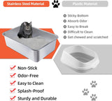 Cat Litter Box - Metal High-Sided Litter Pan for Cats, Rabbits, and Pets, Non-Stick, Odor-Free, Easy to Clean, Splash-Proof, Sturdy and Durable Indoor Cat Toilet Supplies