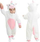 Unisex Baby Animal Costume Flannel Hooded Romper Cosplay Jumpsuit