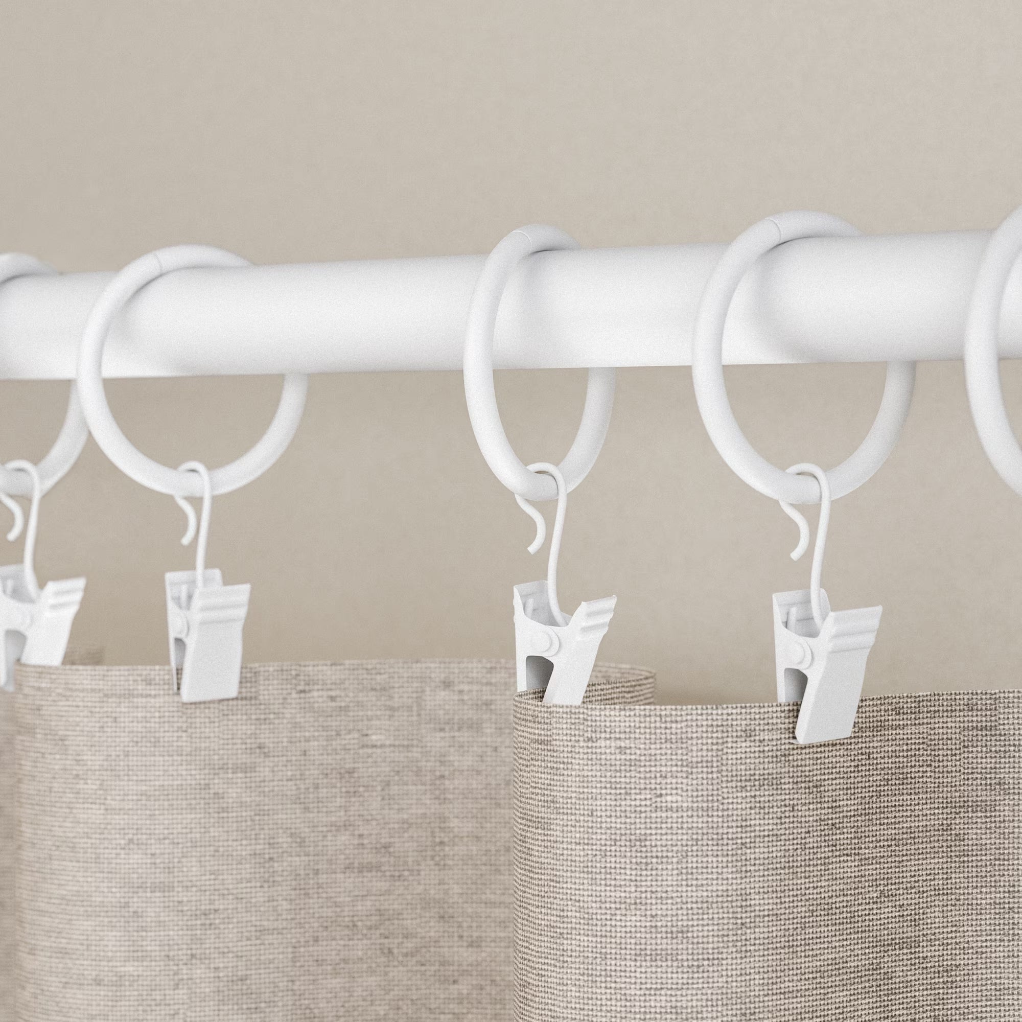 1" White Curtain Clip Rings (7 Pack)