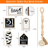 6 Pcs Halloween Tiered Tray Decorations Set Cute Halloween Wooden Signs Halloween Decorations Indoor Farmhouse Rustic Tiered Tray Decor Halloween Party Decorations