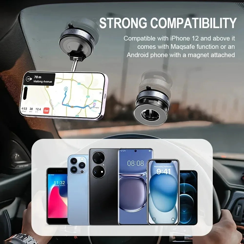 Magnetic Car Phone Holder – 360° Rotating Foldable Dashboard Mount