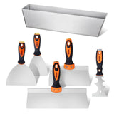 Drywall Knife Set, 6 PCS Drywall Tools Includes 3In Painter Scraper, Two Putty Knives, Two Taping Knives and 12In Mud Pan, Stainless Steel Spackle Tool, Drywall Finishing Tools for Home