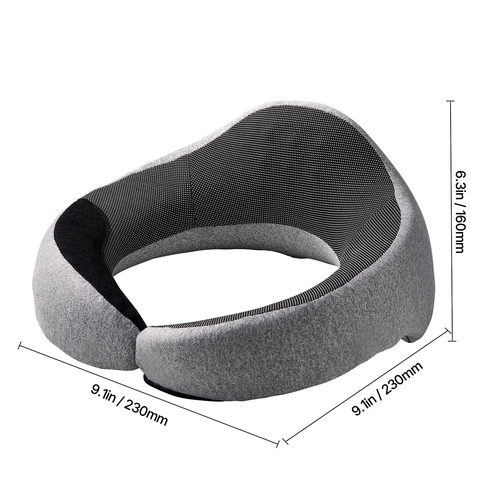 Travel Pillow, Double-Layered 3D Support Neck Pillow for Traveling, 360¡Ã Flexible Rotation Upgraded Memory Foam Travel Neck Pillow with Eye Mask, Earplugs, Earplug Case, Storage Bag(Black-Gray)