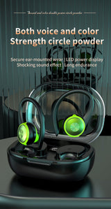 Wireless Earbuds, Bluetooth 5.3 Sports Headphones with Earhooks Stereo Deep Bass Noise Cancelling Earphones 48H Playtime LED Display IPX7 Waterproof Earbud with Mic Headset for Workout Running