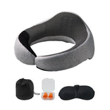 Travel Pillow, Double-Layered 3D Support Neck Pillow for Traveling, 360¡Ã Flexible Rotation Upgraded Memory Foam Travel Neck Pillow with Eye Mask, Earplugs, Earplug Case, Storage Bag(Black-Gray)