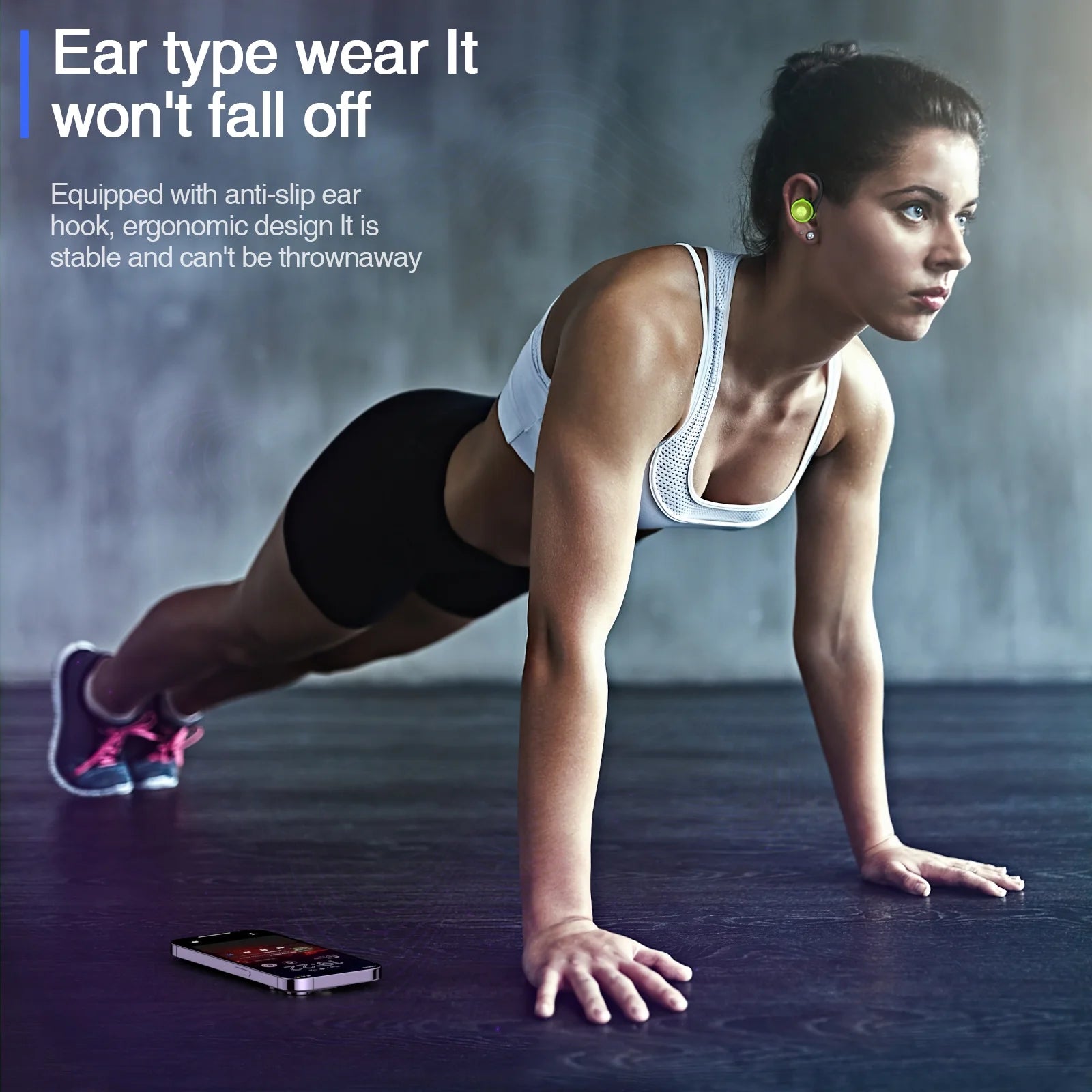 Wireless Earbuds, Bluetooth 5.3 Sports Headphones with Earhooks Stereo Deep Bass Noise Cancelling Earphones 48H Playtime LED Display IPX7 Waterproof Earbud with Mic Headset for Workout Running
