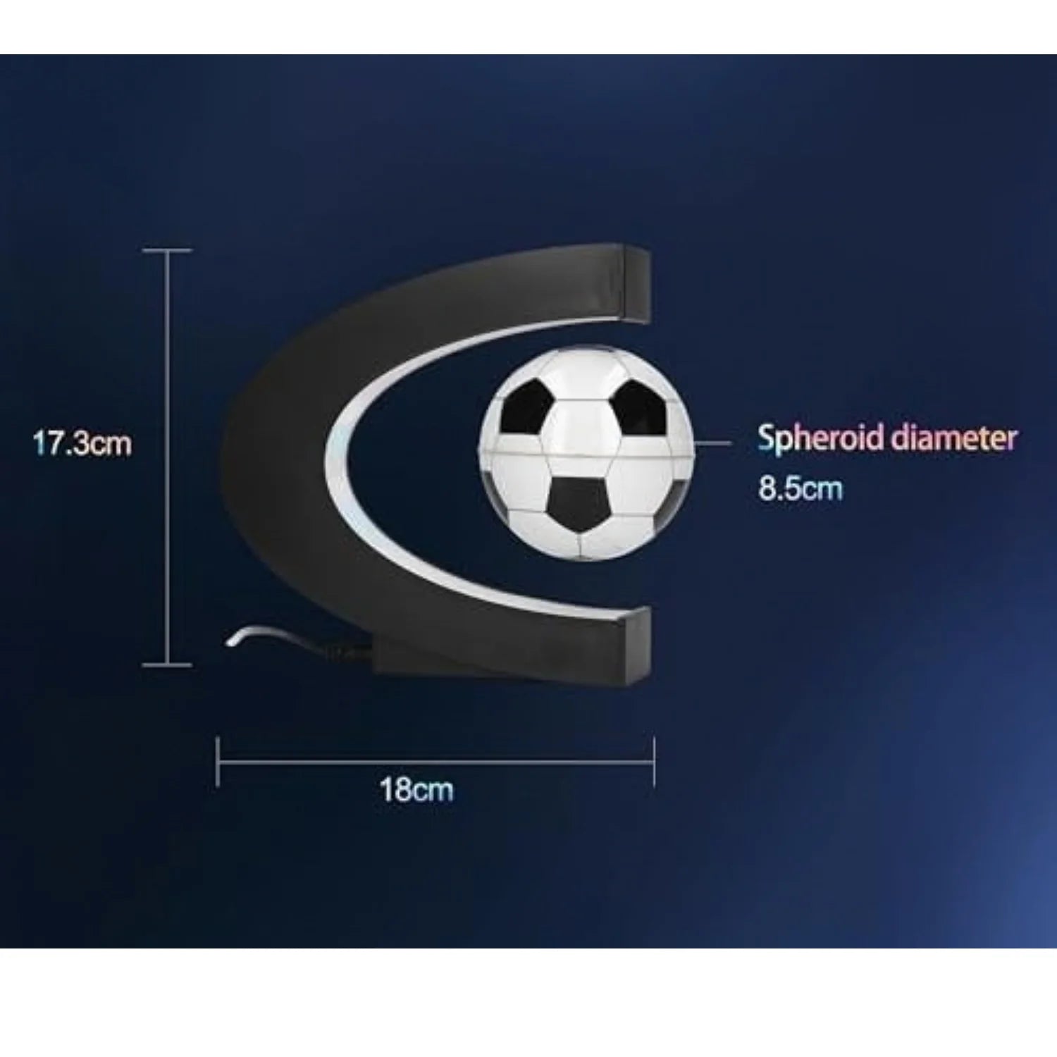 Magnetic Levitation Soccer Ball, Levitating Ball with C Shaped Shelf, Levitating Display Soccer with LED Lights for Men'S Gift, Cool Decor (US Plug)