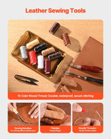 Leather Working Tools Kit, 38 PCS Leather Craft Tools with Portable Canvas Storage Bag, Engraving Punching Sewing Stamping Cutting Tools, Ideal for Beginners DIY Enthusiasts and Professionals