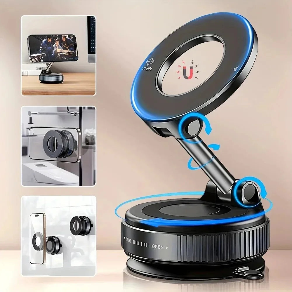 Magnetic Car Phone Holder – 360° Rotating Foldable Dashboard Mount