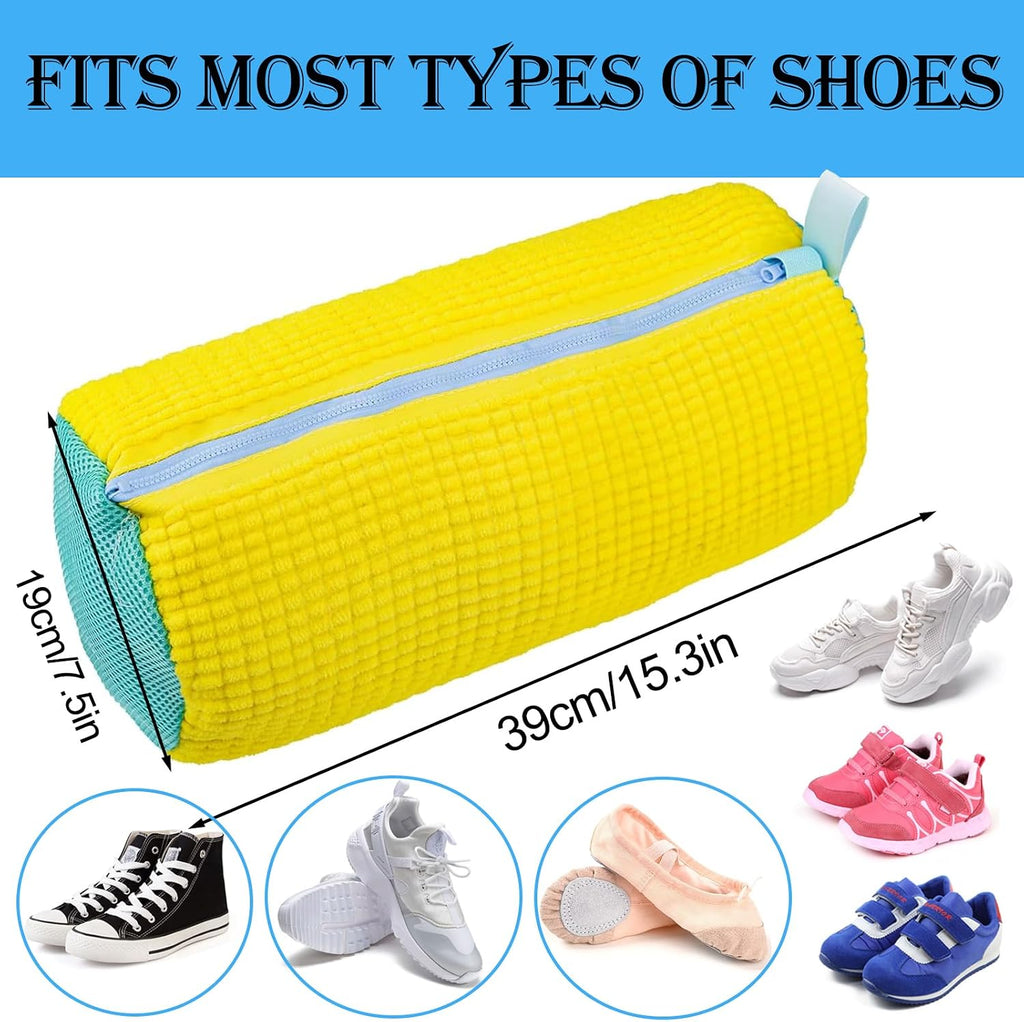 Shoe Washing Machine Bag, 1Pc Laundry Shoe Bags for Washing Machine Reusable, Trainer Shoe Wash Bag, Shoe Laundry Bags with Hidden Zipper Design, Non-Tangle, Yellow