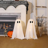 Halloween Ghost Decor with String Lights, 2 Pack - Haunted Hanging Ghosts for Home Party Table Room Kitchen Halloween