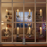 Flameless LED Taper Candles with Clips, 4” Battery Operated Window Candles with Remote Timer Mini LED Chandelier Candlesticks for Home Decor Wedding Church Party & Tree Lighting,6 Pack,Beige