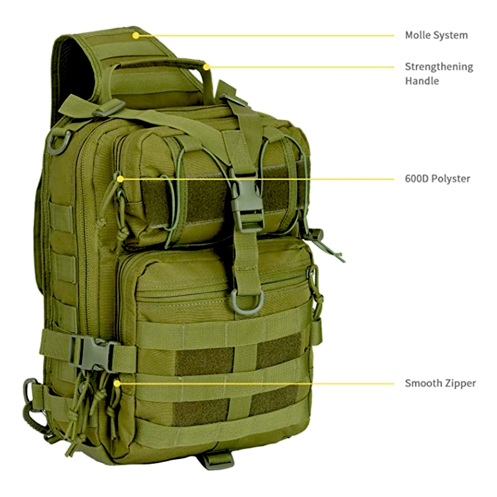 Jupitergear Tactical Military Sling Backpack 15L Shoulder Bag Molle Outdoor Daypack Backpack with Adjustable Strap