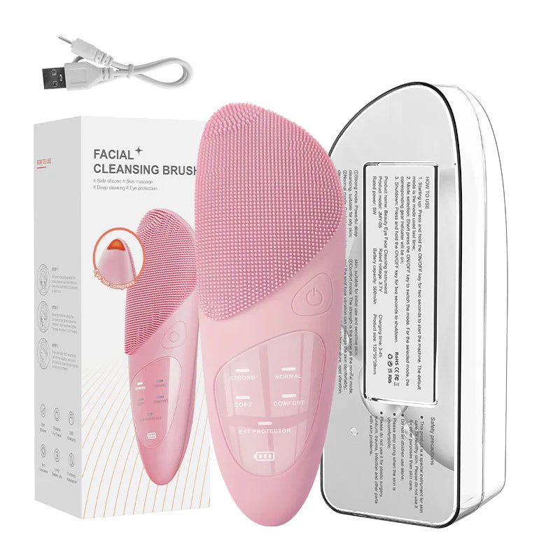 Household Electric Ultrasonic Facial Cleanser Wireless Waterproof Silicone Pore Cleaning Facial Brush Beauty Massage Introduction Instrument