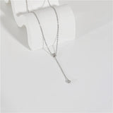 CZ Y Necklace for Women — 925 Sterling Silver, Rhodium Plated, Cubic Zirconia Drop
