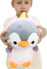 Penguin Stuffed Animal Dressed in Fluffy Dinosaur Costume Penguin Plush Toys Wearing Green Fuzzy Dino Outfit with Removable Hat for Kids and Lovers 10 Inch