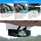 Car Rearview Mirror 11.4In Interior Clip-On Curve Convex Panoramic Anti-Glare Rear View Mirrors with Wide Viewing Range for Cars Suvs Trucks Vehicles
