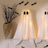 Halloween Ghost Decor with String Lights, 2 Pack - Haunted Hanging Ghosts for Home Party Table Room Kitchen Halloween