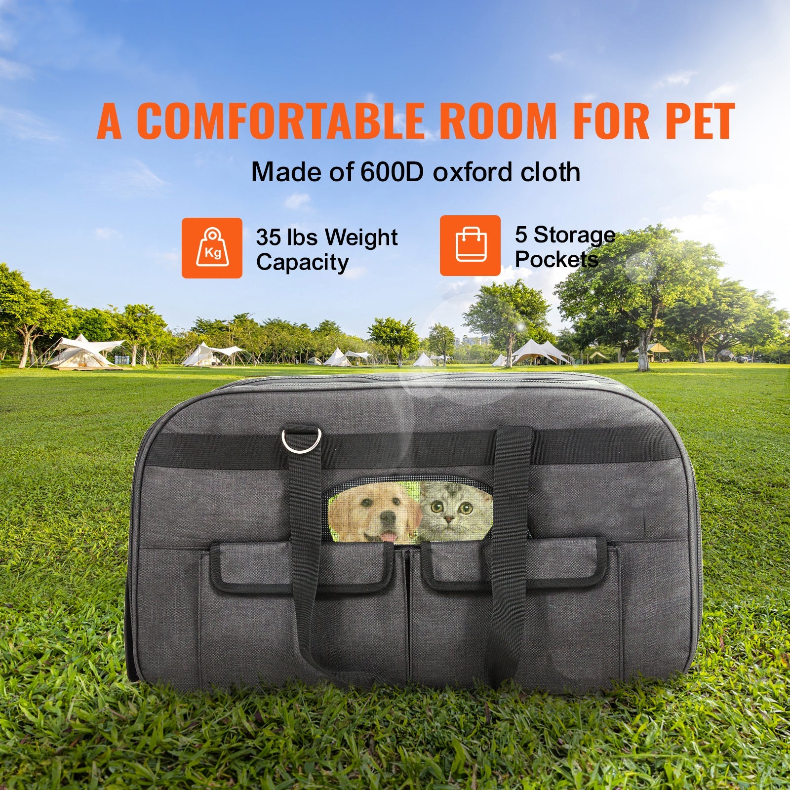 Cat Carrier with Wheels, Rolling Pet Carrier with Telescopic Handle and Shoulder Strap, Dog Carrier with Wheels for Pets under 35 Lbs, with 1 Folding Bowl, Black