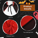 Vampire Cloak, Reversible Black & Red Halloween Hooded Cape for Men & Women