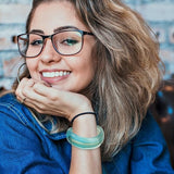 Geometric Acrylic Bangle Bracelet Retro Vintage 2Pcs for Women Green Tone, Irregular Rounded Profile, Smooth Edges, Party Events and Summer Beach Occasions