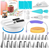 64 Pcs Cake Decorating Kit for Beginners Includes Video Course, Booklet + Baking Supplies Gift - Cake Stand, Leveler, 24 Numbered Piping Tips, Straight & Offset Spatula, & Scraper Sets