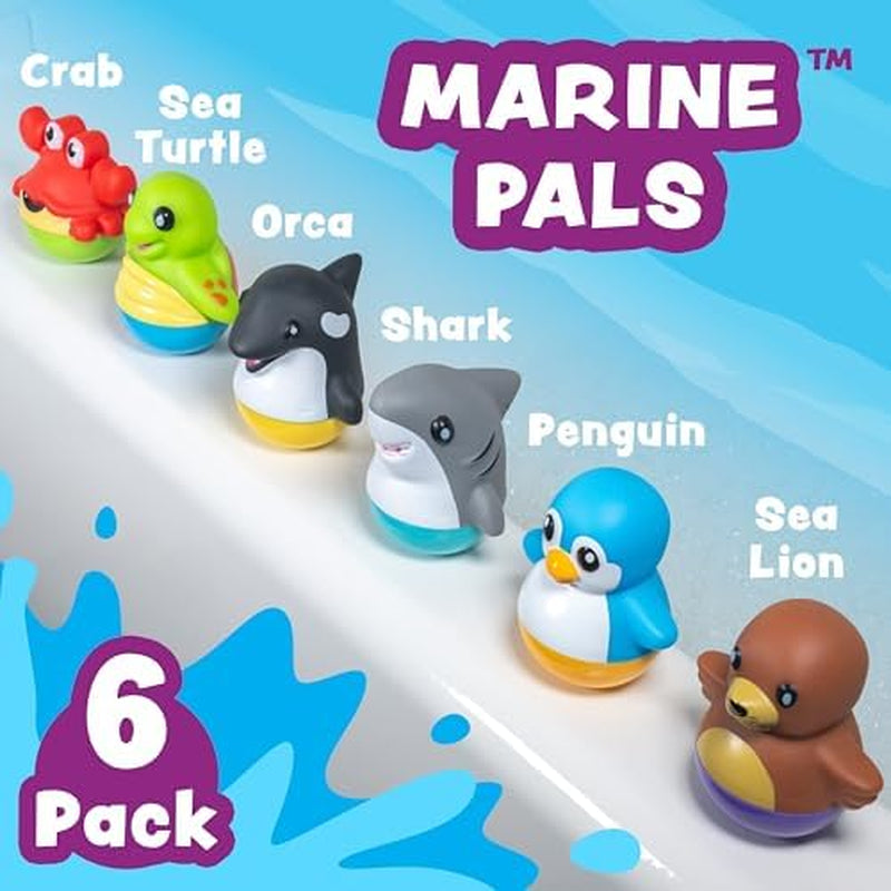 Bobbers™ Bob, Wobble & Float Upright Toddler Bath Toys, 6 Pack | Unique Wobbling Action | Sealed, No Hole Baby Bath Toys | Engaging Bathtub Toys for Kids | Water Table & Baby Pool Play