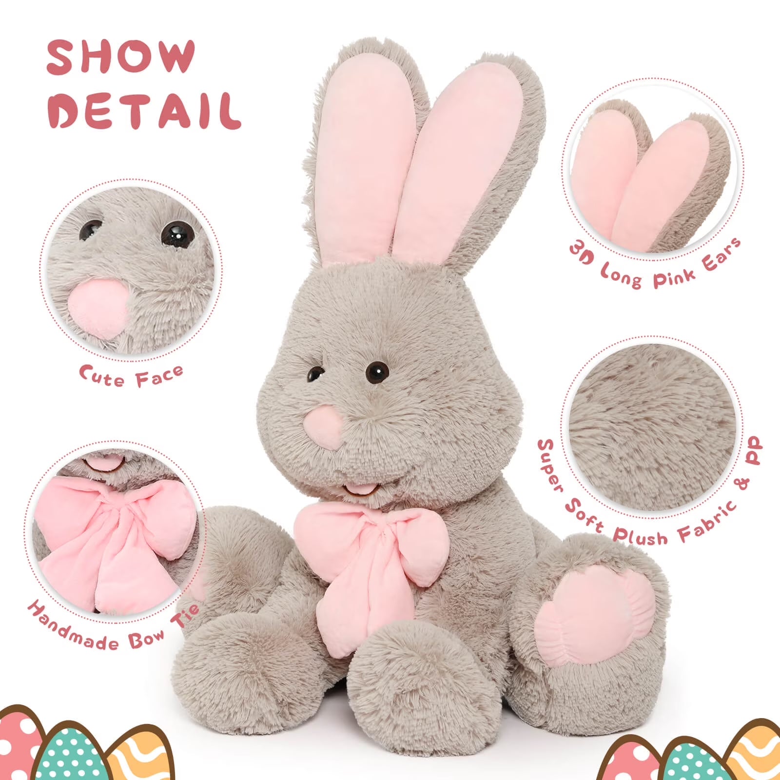 Giant Bunny Stuffed Animal 31.5" Cute Soft Rabbit Plush Toys