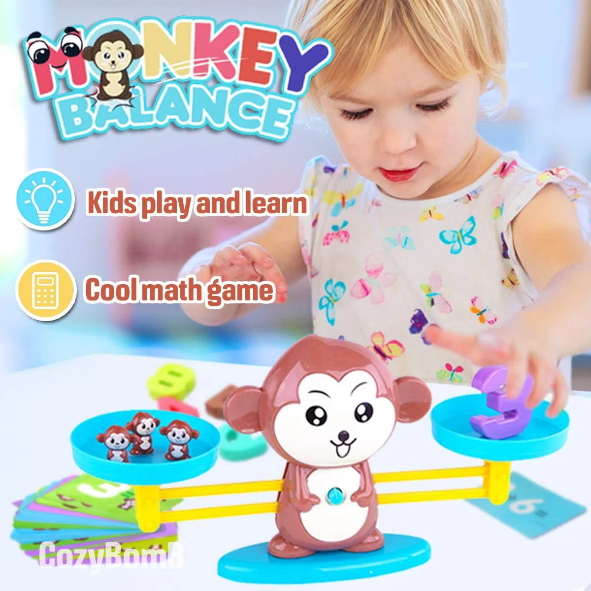 Monkey Scale Balance Counting Toys Math Games STEM Preschool Educational Toys for 3 4 5 Year Olds Math Educational Kindergarten Number Learning Games Gifts for Boy Girl Birthdays Christmas