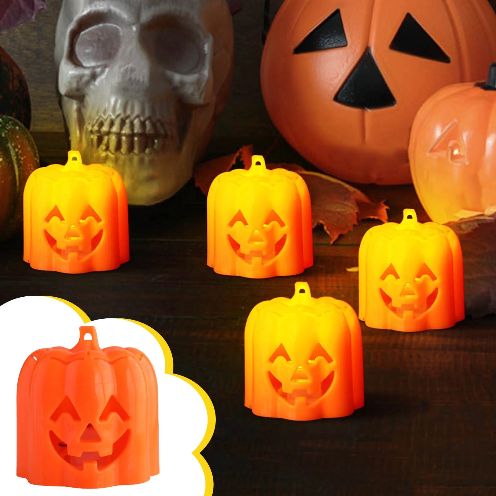 9.84Ft Halloween Pumpkin Lights String, Halloween 20 LED Candle Light Halloween Decoration Pum-Pkin Lantern Pumpkin Decorations