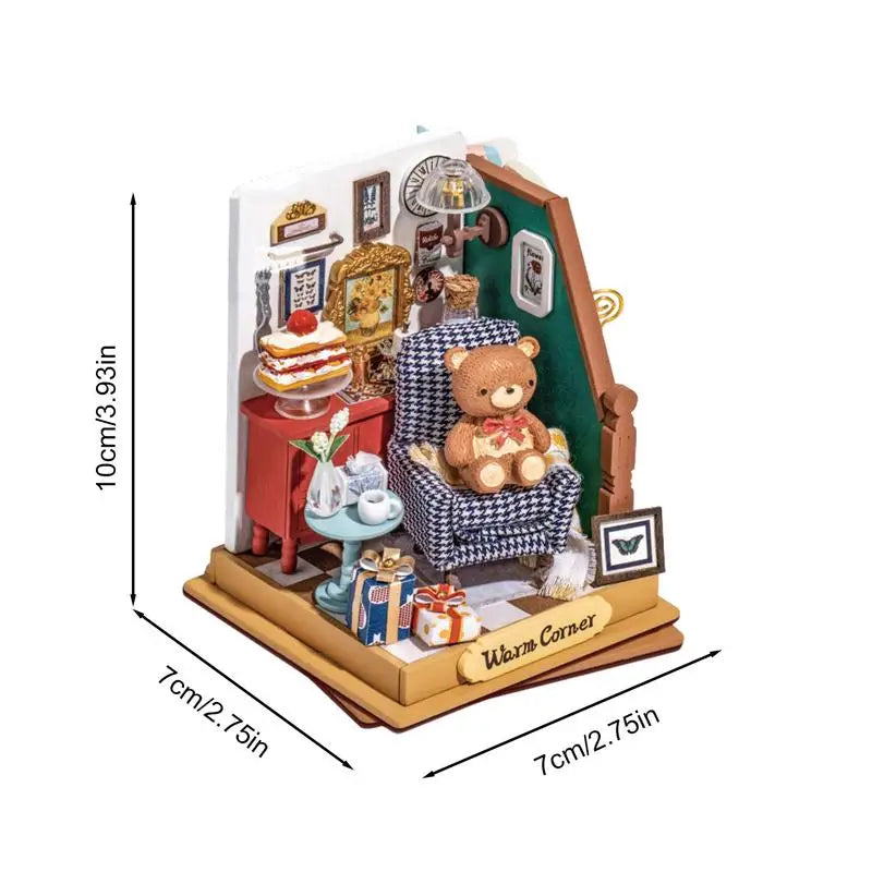 Miniature Doll House Kit Wooden Dolls House Bear House Wooden Dolls House Miniature Doll House Kit for Birthday Valentine'S Day