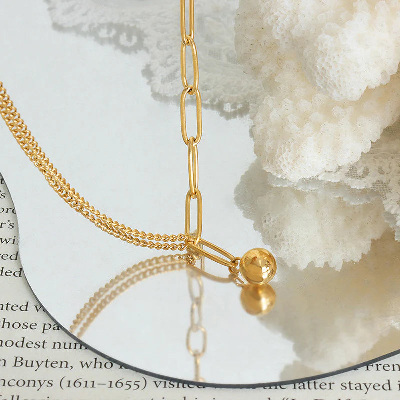 Double Layer Anklet for Women — 18K Gold Plated, Layered Chain, Tarnish-Free