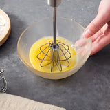 32×6Cm Semi-Automatic Stainless Steel Whisk - Thickened Detachable Handle Egg Beater, Smooth Rotating Design for Baking