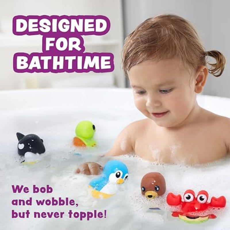 Bobbers™ Bob, Wobble & Float Upright Toddler Bath Toys, 6 Pack | Unique Wobbling Action | Sealed, No Hole Baby Bath Toys | Engaging Bathtub Toys for Kids | Water Table & Baby Pool Play
