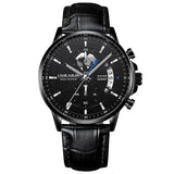 Belushi New Fashion Business Three-Eye Chronograph Genuine Leather Luminous Watch Steel Band Personalized Luxury Watch for Men