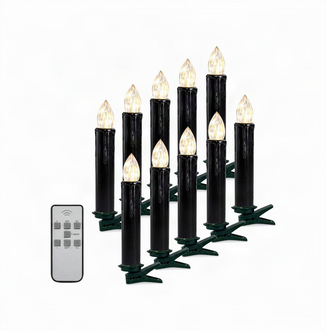 Flameless LED Taper Candles with Clips, 4” Battery Operated Window Candles with Remote Timer Mini LED Chandelier Candlesticks for Home Decor Wedding Church Party & Tree Lighting,6 Pack,Beige