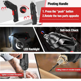 3.6V Cordless Electric Screwdriver Set USB Charging 3Nm Screw Gun with LED Light