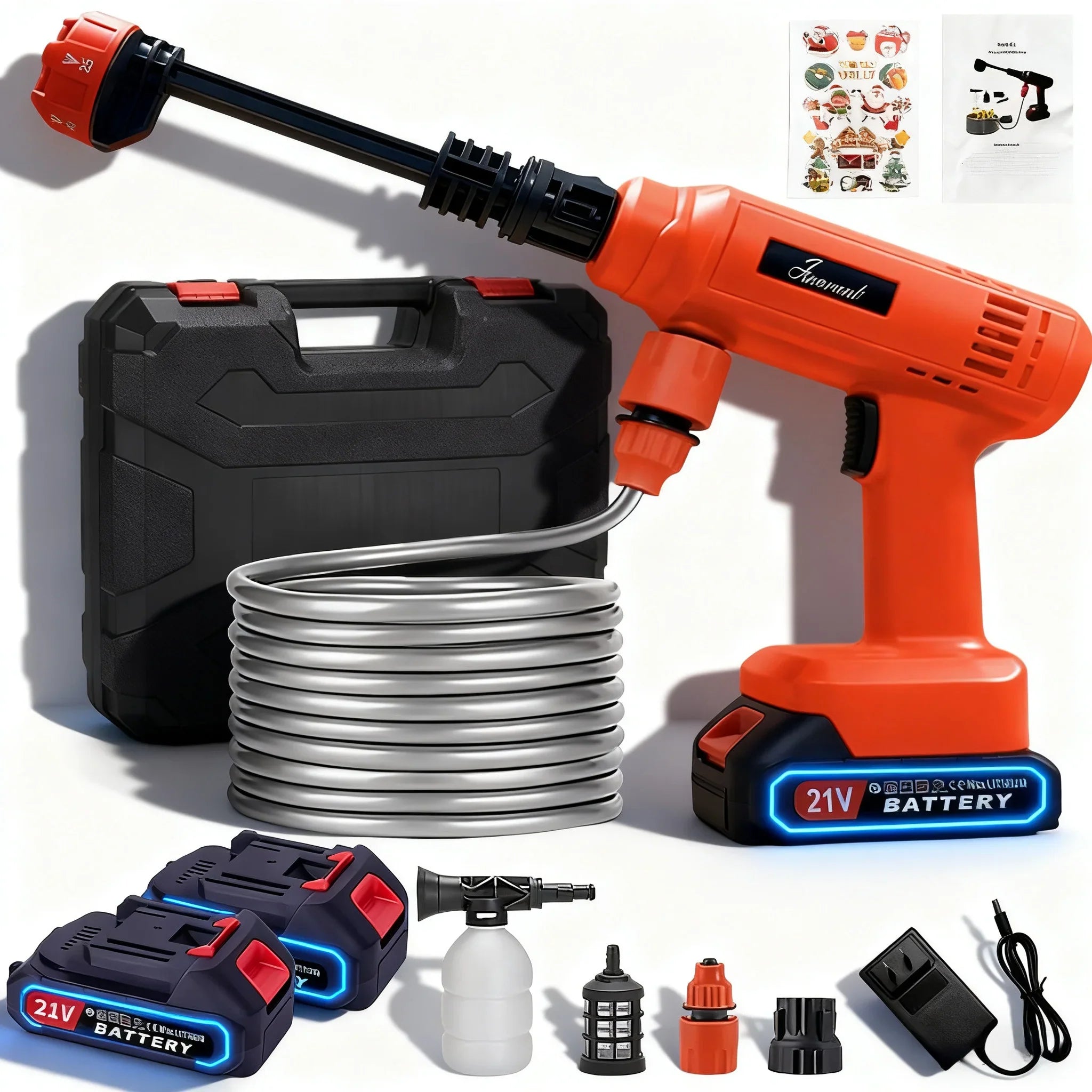 Electric Cordless High Pressure Car Wash Gun Washer Supplies Spray Cleaner Car Wash Cleaning for Car, Truck, Boat & More