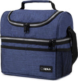 Insulated Lunch Bag for Men Women, Double Decker Leakproof, Teal Blue
