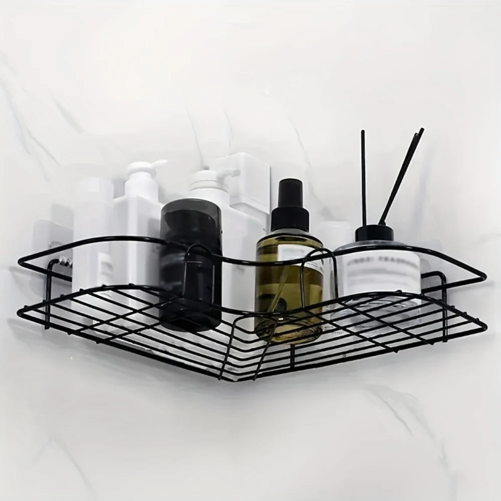 1Pc Wall Mounted Bathroom Shelf, Shower Caddy Rack, No Punching Triangle Storage Rack for Bathroom Kitchen, Bathroom Accessories