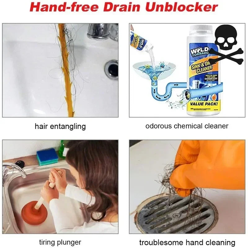 60cm Sink Drain Clog Remover Tool for Effective Hair and Debris Clearance in Showers and Downspouts