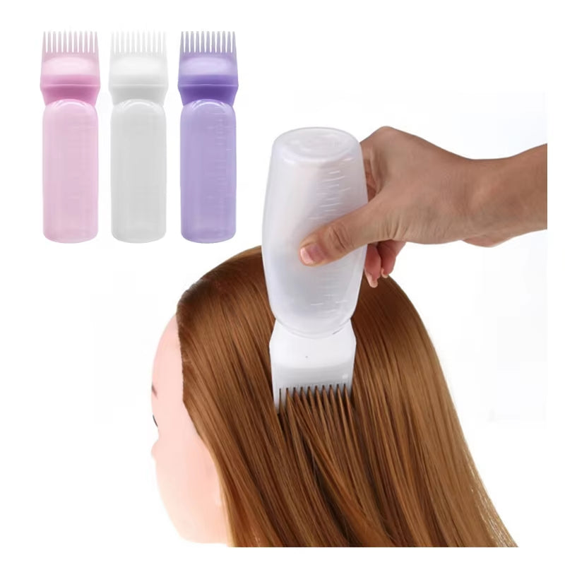 3-Color Hair Oil Applicator Bottle with Comb – Professional Hair Dye & Scalp Applicator