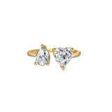 Gold Heart Ring for Women — 925 Sterling Silver, 18K Gold Plated, Adjustable Heart Band