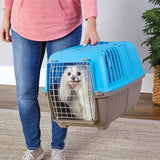 Homes for Pets Spree Travel Carrier – Hard-Sided Dog & Cat Carrier, Small Pet Travel Crate with Handle, Ventilated Design, Easy Assembly, 24-Inch, Blue