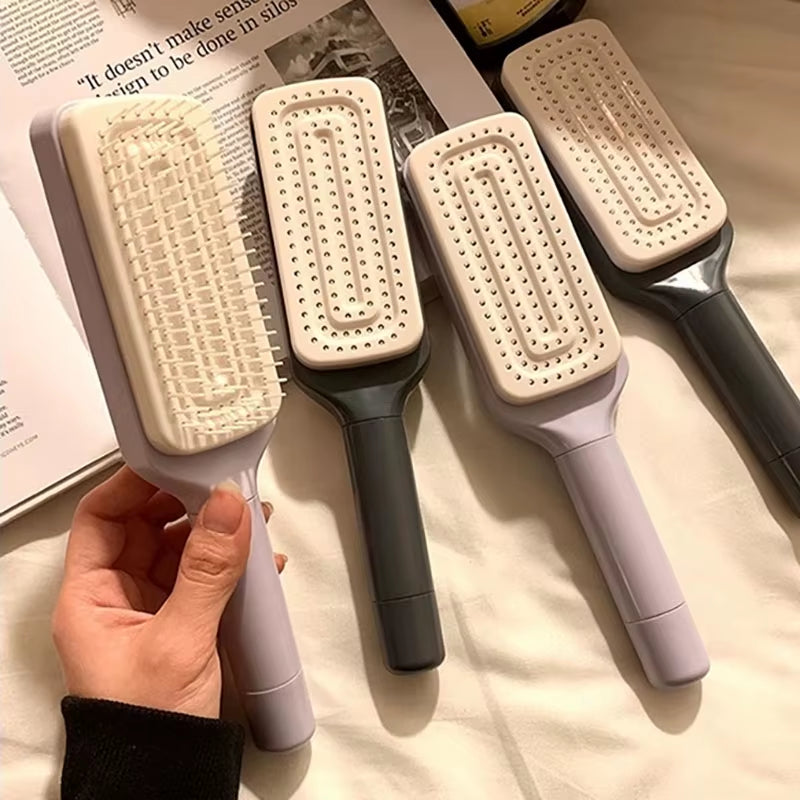 Rotatable Self-Cleaning Hair Brush with Air Cushion and Anti-Static Features for Women